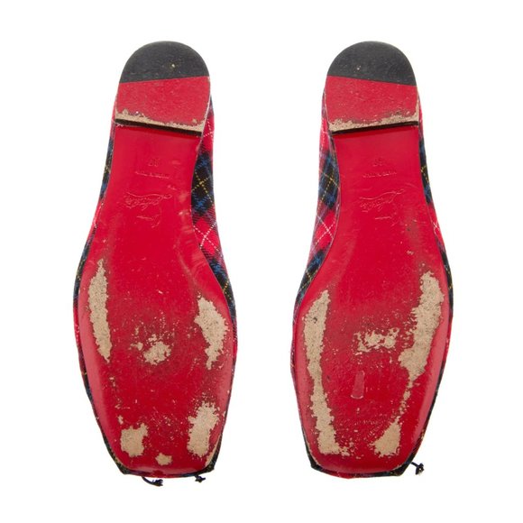 Christian Louboutin Mamadrague plaid tartan wool Flats $495 37 36.5 RARE skims - Picture 6 of 7